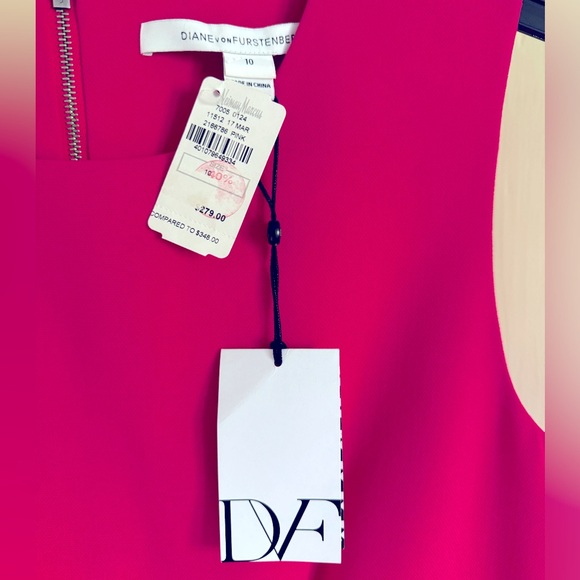 DVF Carrie Pink Sheath Dress, Size 10 - Picture 3 of 6